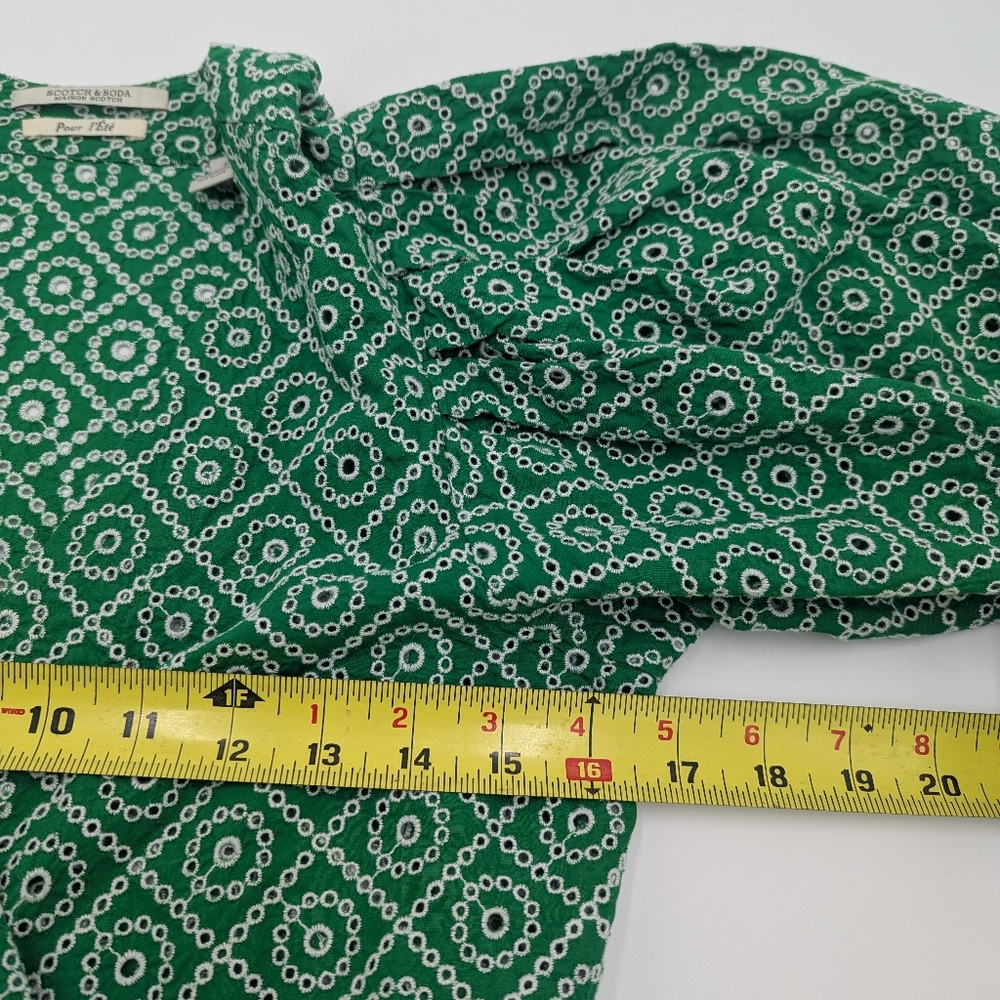 Scotch & Soda Puff Sleeve Peplum Top & Wide Leg Pants Set Green Small Boho Chic - Picture 4 of 10